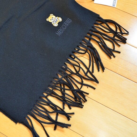 MOSCHINO Embroidered Moschino Bear Wool Scarf - Picture 4 of 7